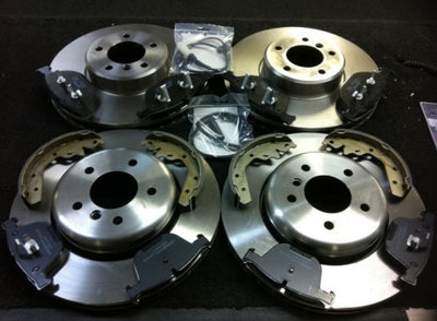 BMW 528 E39 FRONT & REAR BRAKE DISCS DISC BRAKE PADS SET HAND BRAKE SHOES 