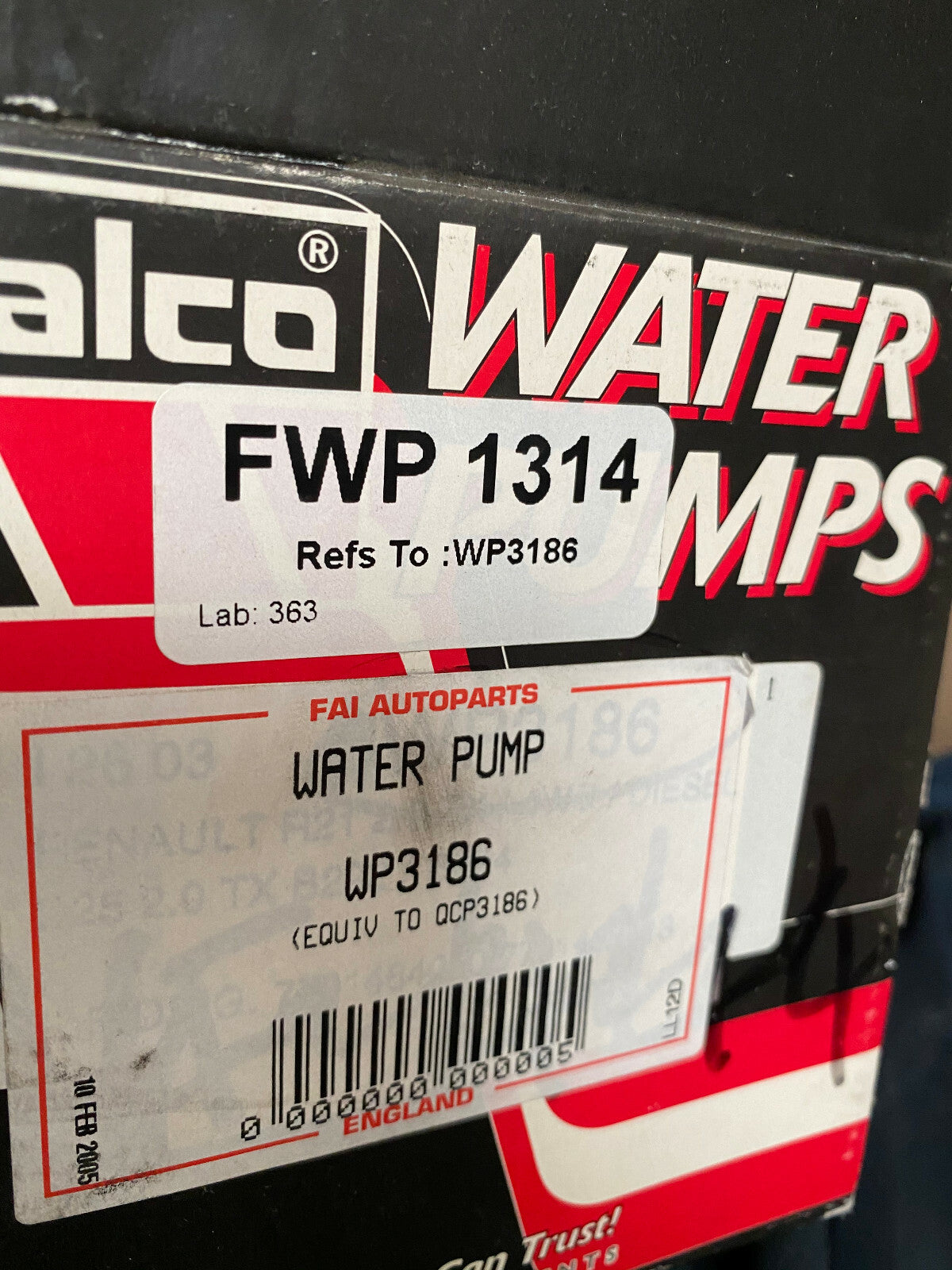 1 X WATER PUMP FOR RENAULT ESPACE MK2 R21 R25 TRAFIC FWP1314