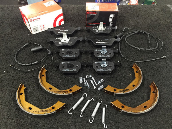 BMW 330i 330D 330Ci BREMBO BRAKE PADS REAR HANDBRAKE PARKING SHOES FITTING KIT 