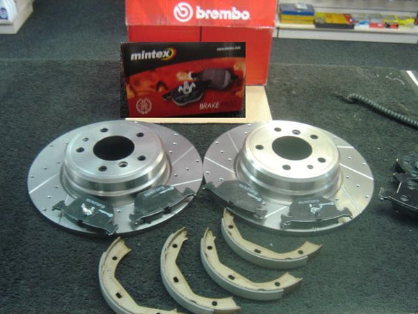 BMW 840ci (E31)  DRILLED GROOVED BRAKE DISCS PADS HB SHOES