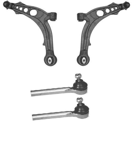  FOR PUNTO MK2 1999-2006 2 WISHBONE  ARMS 2 TRACK ROD ENDS FRONT BRAKE DISCS PAD