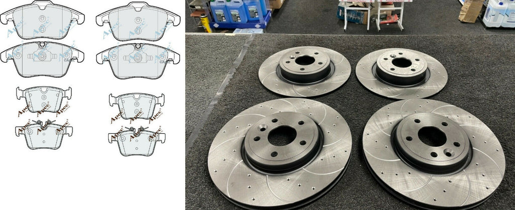 FOR JAGUAR XE 2.0 FRONT REAR DRILLED GROOVED BRAKE DISCS PADS 316+300 
