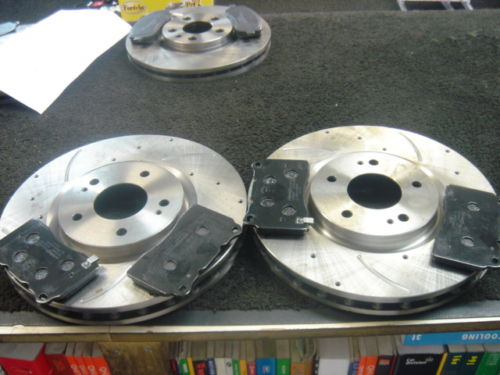 FOR MITSUBISHI LANCER EVO 5 6 7 8FRONT CROSS  DRILLED GROOVED BRAKE DISC PAD