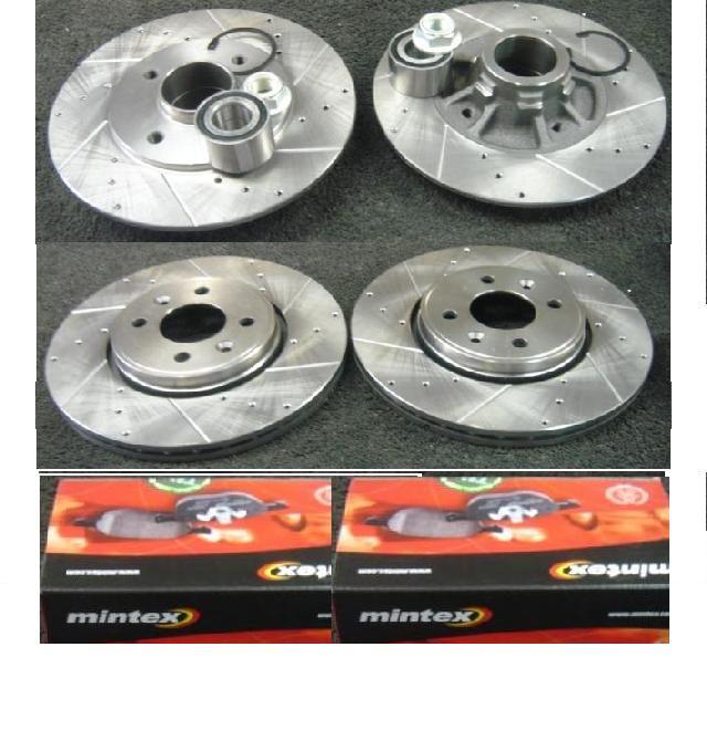RENAULT MEGANE COUPE DRILLED GROOVED BRAKE DISCS FRONT REAR MINTEX PADS