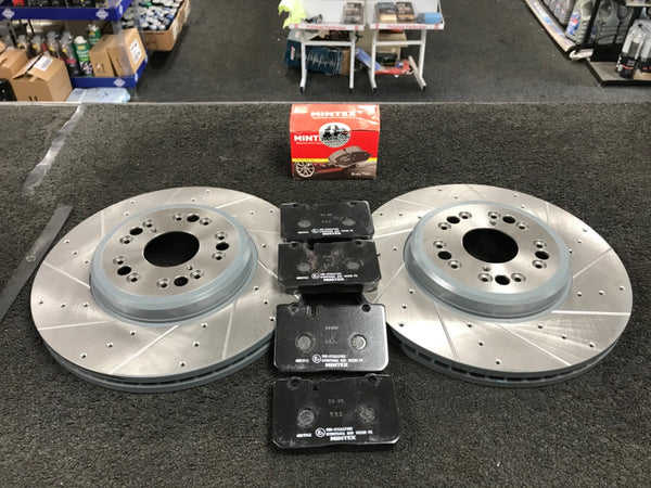 FOR LEXUS LS400 CELSIOR 1994-2001 FRONT  DRILLED GROOVED BRAKE DISC & PADS
