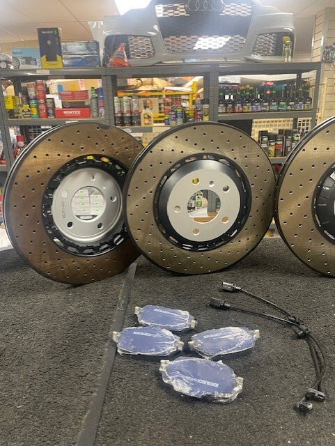 BENTLEY BENTAYGA PERFORMANCE SLOTTED DRILLED BRAKE DISC +PAD FRONT REAR SENSORS