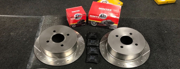 FOR FORD ESCORT MK5 6 1.8 RS2000 DRILLED GROOVED BRAKE DISC MINTEX PADS