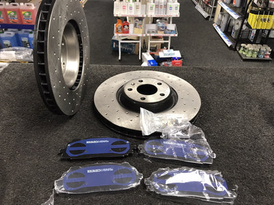 FOR AUDI SQ5 PERFORMANCE FRONT DRILLED BRAKE DISC CERAMIC PADS SENSORS 349mm x34