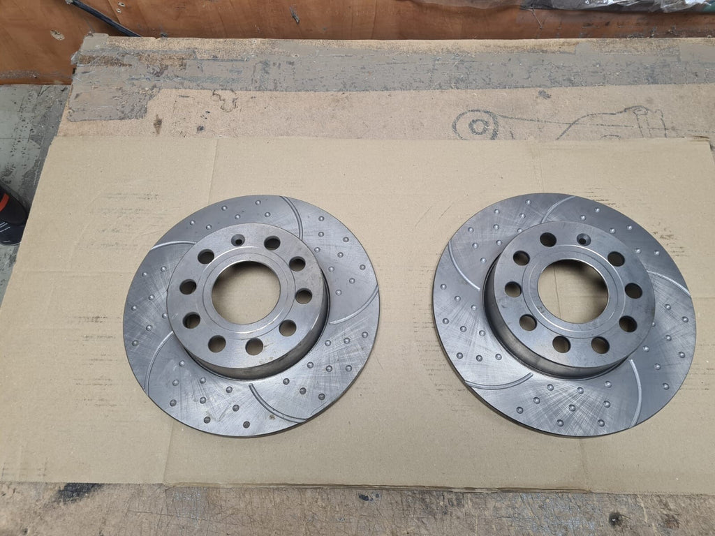 FOR AUDI A3 SEAT TOLEDO SKODA OCTAVIA TOURAN CADDY REAR BAKE DISCS DIMPLED GROOV