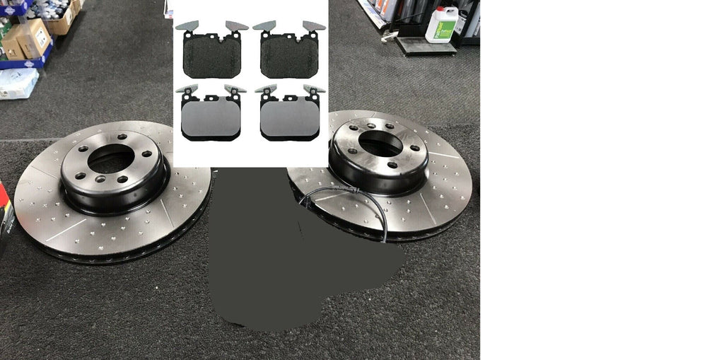 FIT FOR BMW 335 435 F30 F31 F32 F33  DIMPLED GROOVED BRAKE DISCS + PADS 370MM