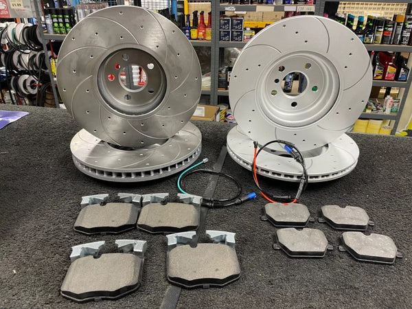 6 SERIES 630D XDRIVE M SPORT (MK4 (G32))  DRILLED GROOVED BRAKE DISCS WITH PADS