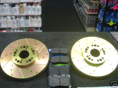 FOR LEXUS IS200 FRONT CROSS DRILLED GROOVED BRAKE DISC BRAKE PADS