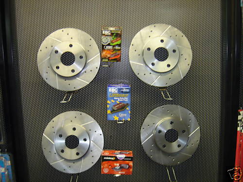 FOR CRX EE ED 16V BRAKE DISC FRONT REAR CROSS DRILLED & GROOVED MINTEX PADS 