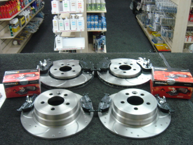 ROVER MG ZT 1.8 2.0CDTI BRAKE DISC CROSS DRILLED GROOVED MINTEX BRAKE PAD