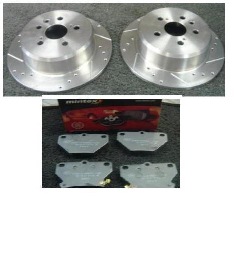 FOR CELICA 1.8VVTI 140 190 1999-06 DRILLED GROOVED REAR BRAKE DISC MINTEX PAD