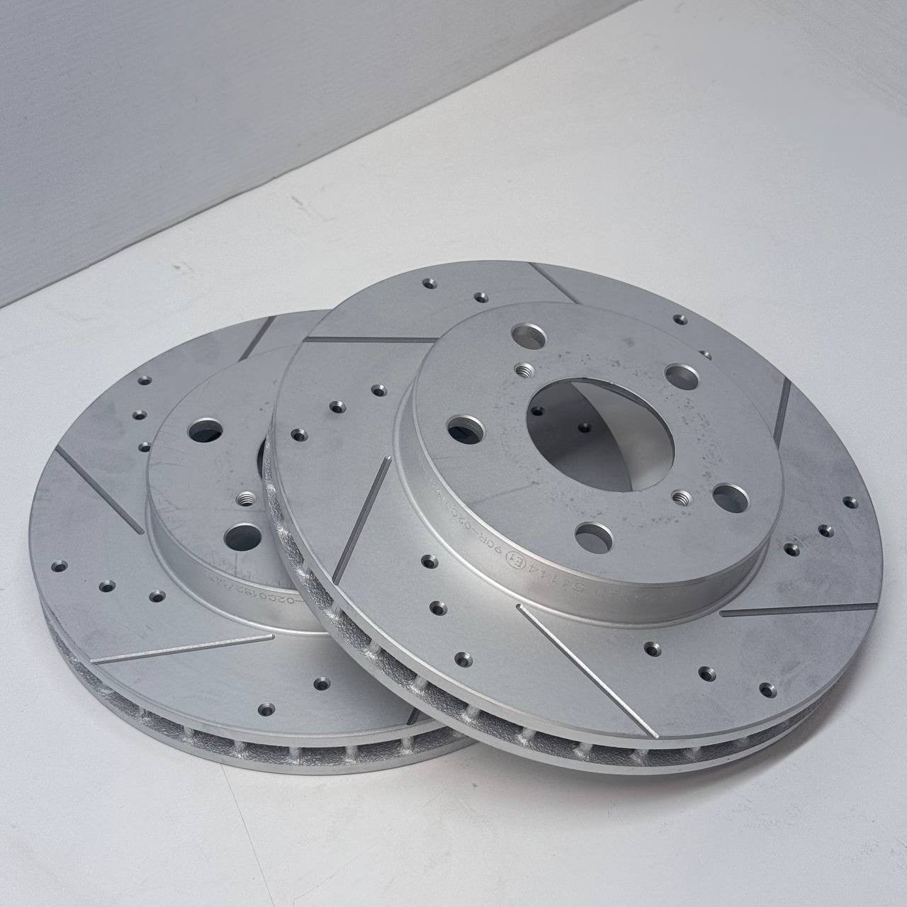 FOR TOYOTA MR2 MK2  SW20 GT TURBO REV1 DRILLED GROOVED FRONT BRAKE DISCS 258MM