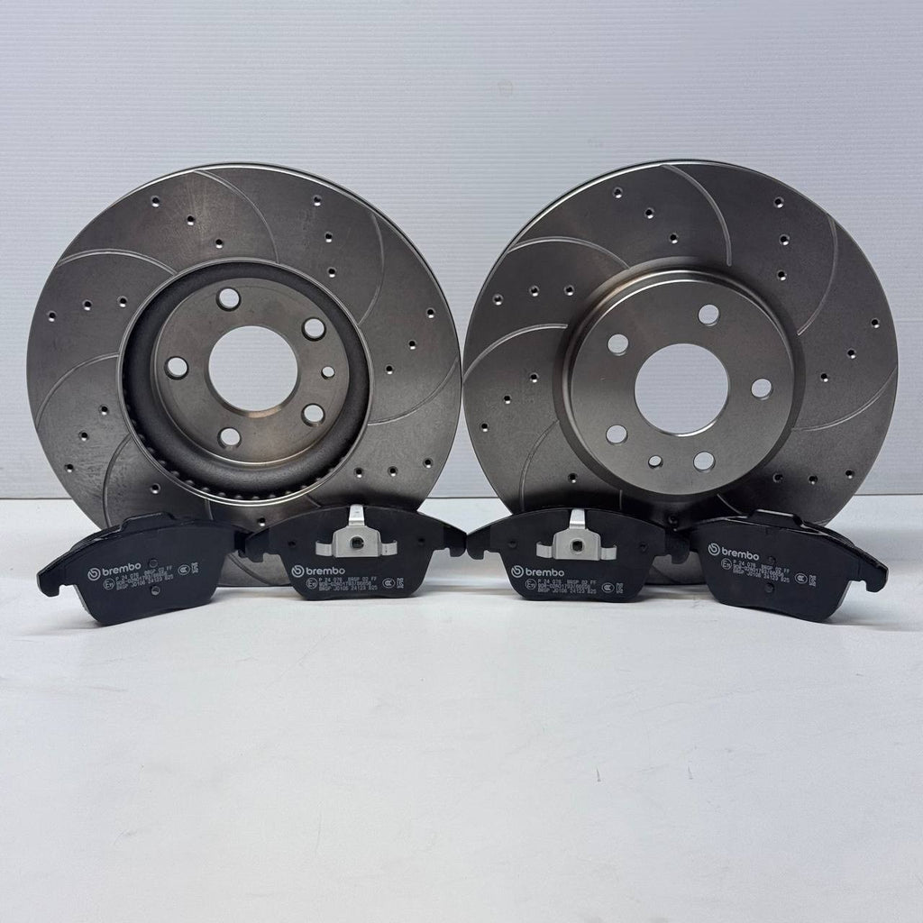FOR FORD MONDEO VIGNALE TDCI (MK5 (CD391)) FRONT DRILLED GROOVED DISC BREMBO PAD