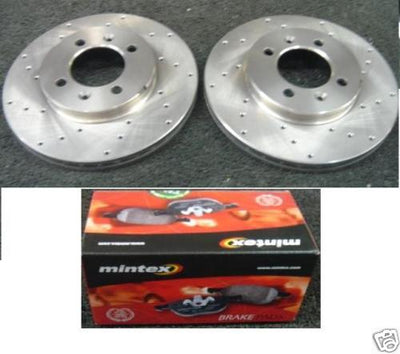 MGF MGF MG-TF DRILLED  BRAKE DISC MINTEX PADS FRONT