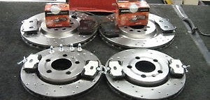 SEAT LEON CUPRA R BRAKE DISC CROSS DRILLED PERFORMANCE BRAKE PADS