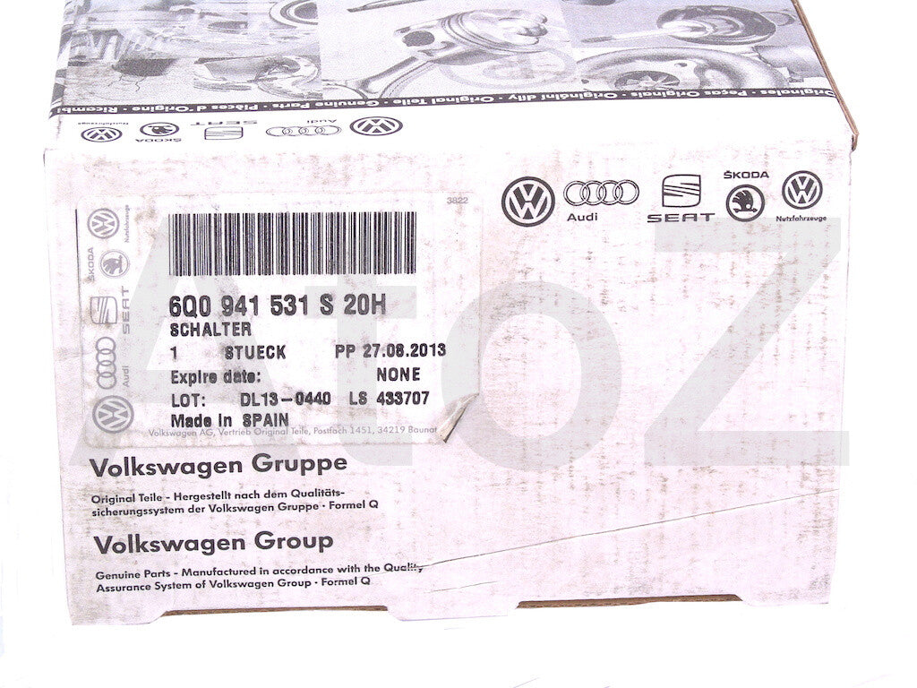 VW AMAROK SHARAN TRANSPORTER HEAD LIGHT ON OFF SWITCH NEW GENUINE 6Q0941531S 20H