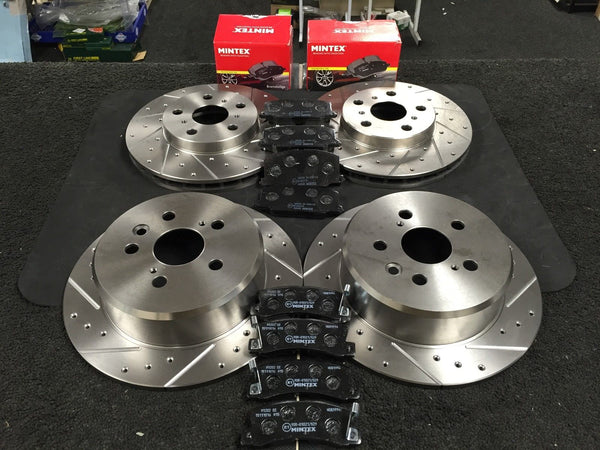FOR CELICA 2.0GT ST202 3SGE IMPORT DRILLED GROOVED BRAKE DISC PADS FRONT REAR