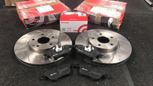 CROSS DRILLED GROOVED BRAKE DISC PADS BREMBO FOR FORD MONDEO MK4 2007