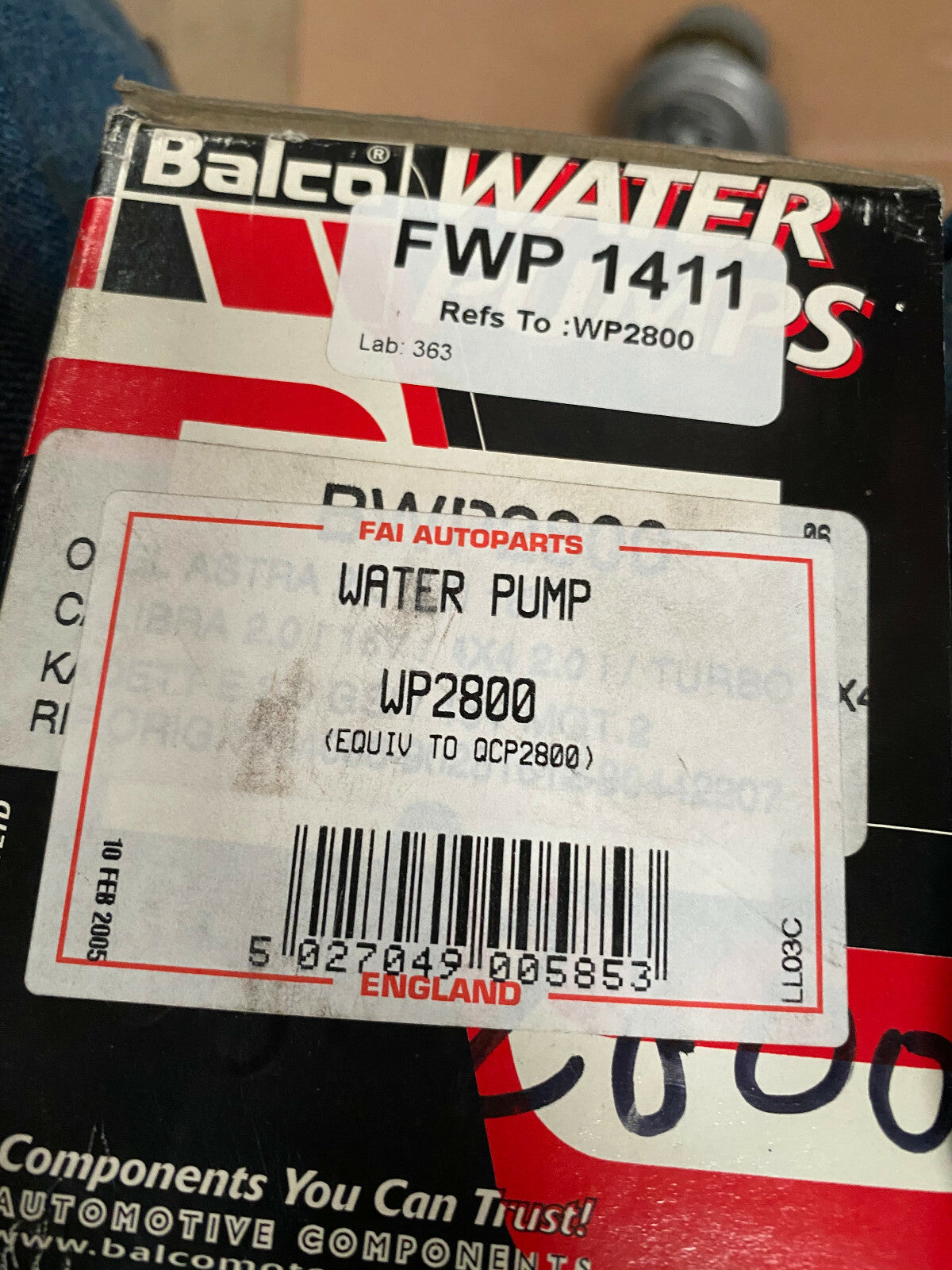 1 X WATER PUMP FOR OPEL/VAUXHALL ASTRA F CALIBRA KADETT E FWP1411