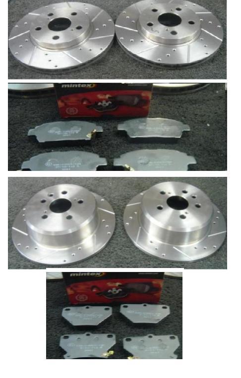 CELICA VVTI 140 DRILLED GROOVED BRAKE DISC MINTEX PADS 
