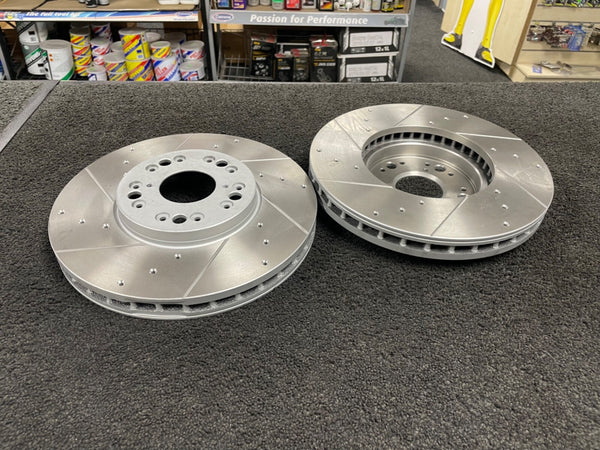 FOR LEXUS SC430 BRAKE DISC  FRONT CROSS DRILLED GROOVED  PAIR