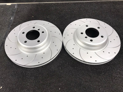 BENTLEY ARNAGE RED LABLE LEMANS DRILLED GROOVED BRAKE DISCS FRONT 348MM 