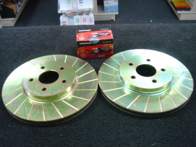 FORD MONDEO MK3 LX TDDI TDCI  PERFORMANCE GROOVED BRAKE DISC MINTEX BRAKE PADS