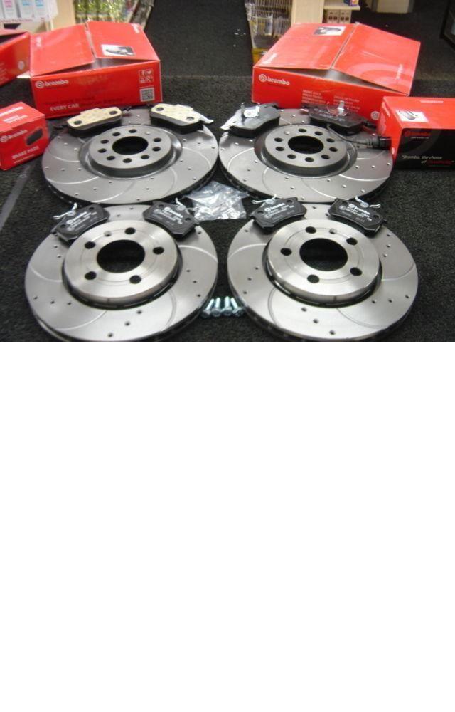 FOR VW EOS 2.0GTI DSG 200BHP BRAKE DISC CROSS DRILLED BREMBO FRONT REAR PADS NE
