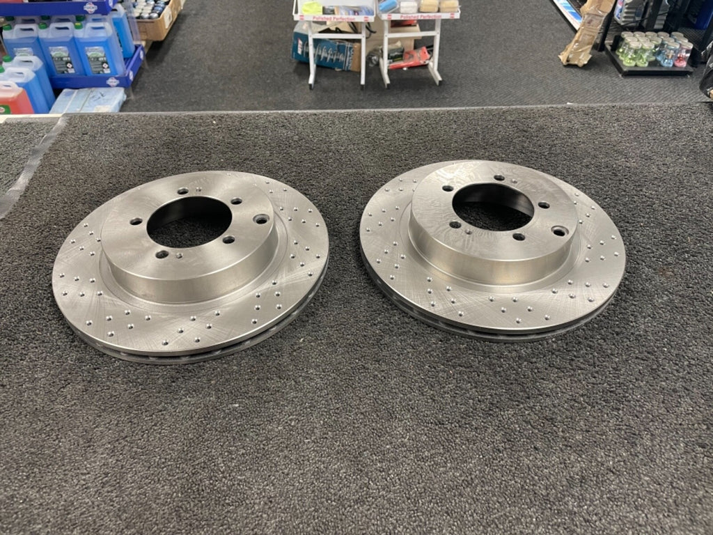 FOR MITSUBISHI LANCER EVOLUTION 5 6 7 8 CROSS DRILLED BRAKE DISC REAR