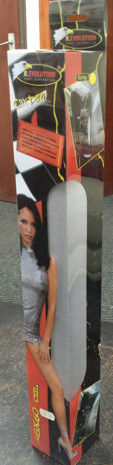 INTERIOR STYLING 48X60CM CARBON EFFECT GREY WRAPPING FILM ROLL