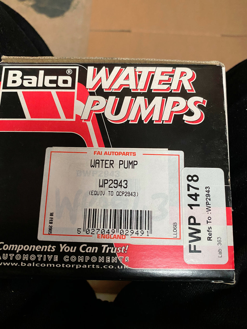 1 X WATER PUMP FOR NISSAN SUNNY 1.6 B12 FWP1478