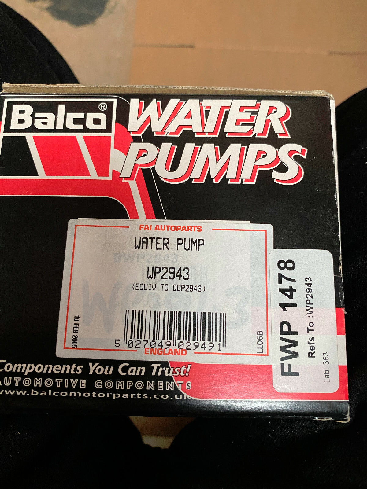 1 X WATER PUMP FOR NISSAN SUNNY 1.6 B12 FWP1478