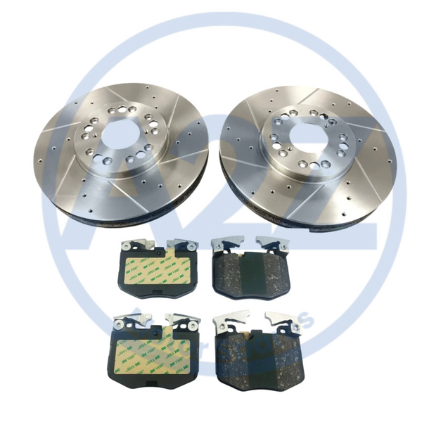 FRONT DIMPLE GROOVED PERFORMANCE BRAKE DISCS PADS FIT TOYOTA SUPRA GR A90 348MM