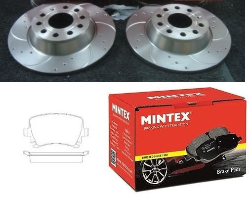 VW TIGUAN SHARAN PASSAT JETTA BRAKE DISC CROSS DRILLED GROOVED BRAKE PAD REAR282