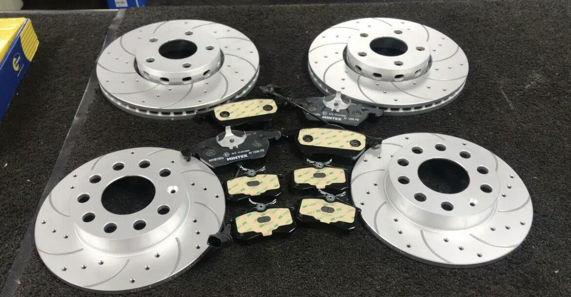 SEAT LEON 1.6TDi CROSS DRILLED BRAKE DISC CROSS DRILLED BRAKE PADS FRONT REAR