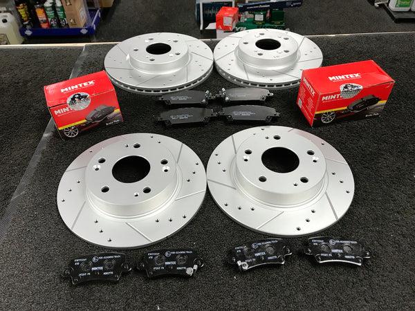 FOR  CIVIC 2.2-i-CTDi DRILLED GROOVED BRAKE DISC MINTEX BRAKE PAD FRONT REAR