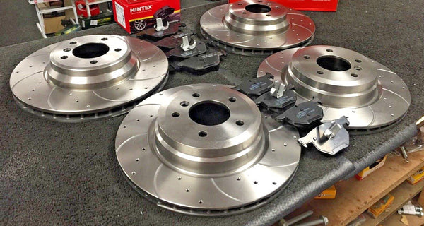 BMW 335D 335i E90 DRILLED GROOVED  BRAKE DISCS MINTEX PAD FRONT+REAR