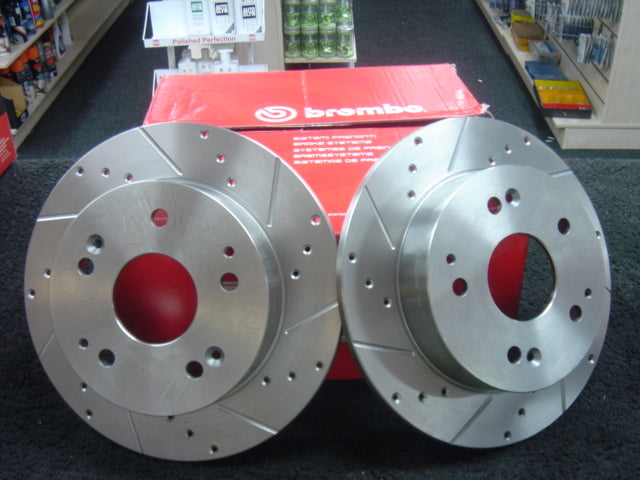 FOR  CIVIC TYPE R FN2 REAR BRAKE DISC BREMBO CROSS DRILLED GROOVED BRAKE DISC