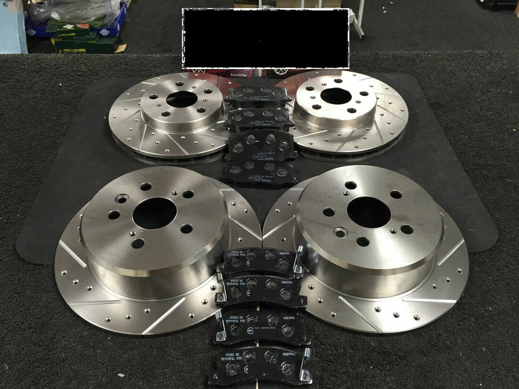 FITSTOYOTA CELICA GT FOUR ST185 DRILLED GROOVED BRAKE DISCS BRAKE PAD FRONT REAR