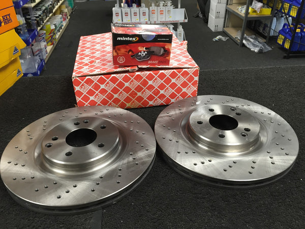 FOR C230 C240 C280 W203 CD BRAKE DISC CROSS DRILLED BRAKE DISC MINTEX PADS 
