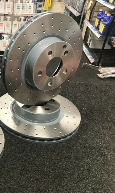 FOR MERCEDES SL280 SL300 S600 FRONT BRAKE DISCS CROSS DRILLED 334 X32MM 112PCD