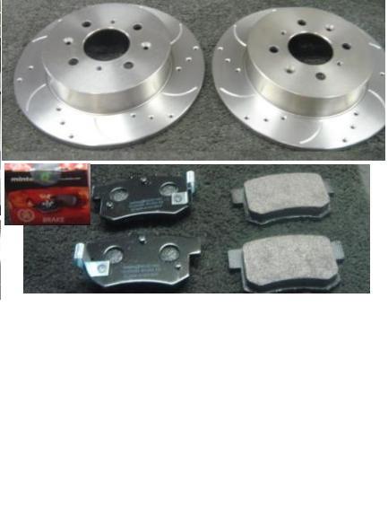 ROVER MG ZR160 ZS180  REAR DRILLED GROOVED BRAKE DISC  MINTEX BRAKE PADS