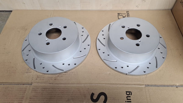FOR SUBARU LEGACY 273MM SOLID REAR DRILLED GROOVED BRAKE DISCS