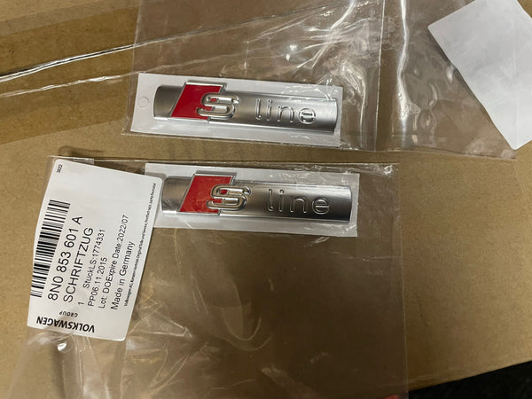 2x GENUINE AUDI A1 A2 A3 A4 A5 A6 A7 Q2 Q3 Q5 Q7 Q8 TT S-LINE BADGE  8N0853601A