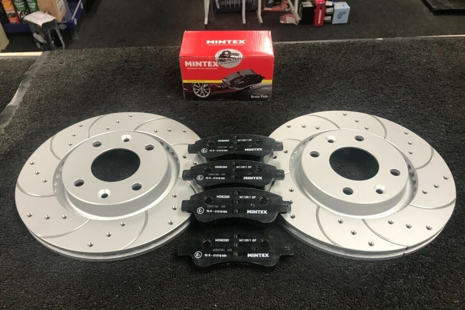 FIT FOR 308 BLUE HDI S/S ALLURE MK2 T9 283MM DRILLED GROOVED DISCS AND PADS