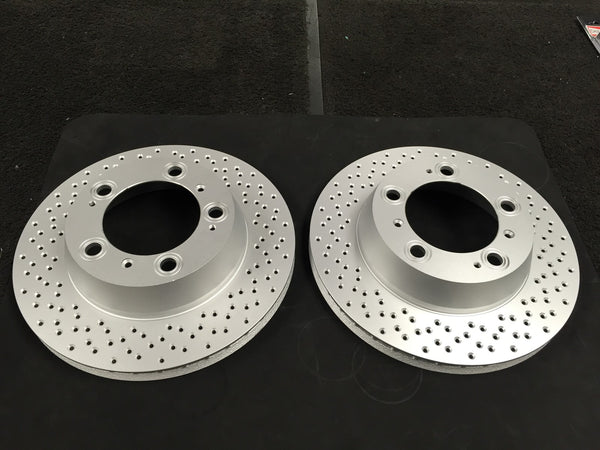 PORSCHE 911 996 997 CARRERA 4 BRAKE DISC CROSS DRILLED PERFORMANCE  FRONT PAIR